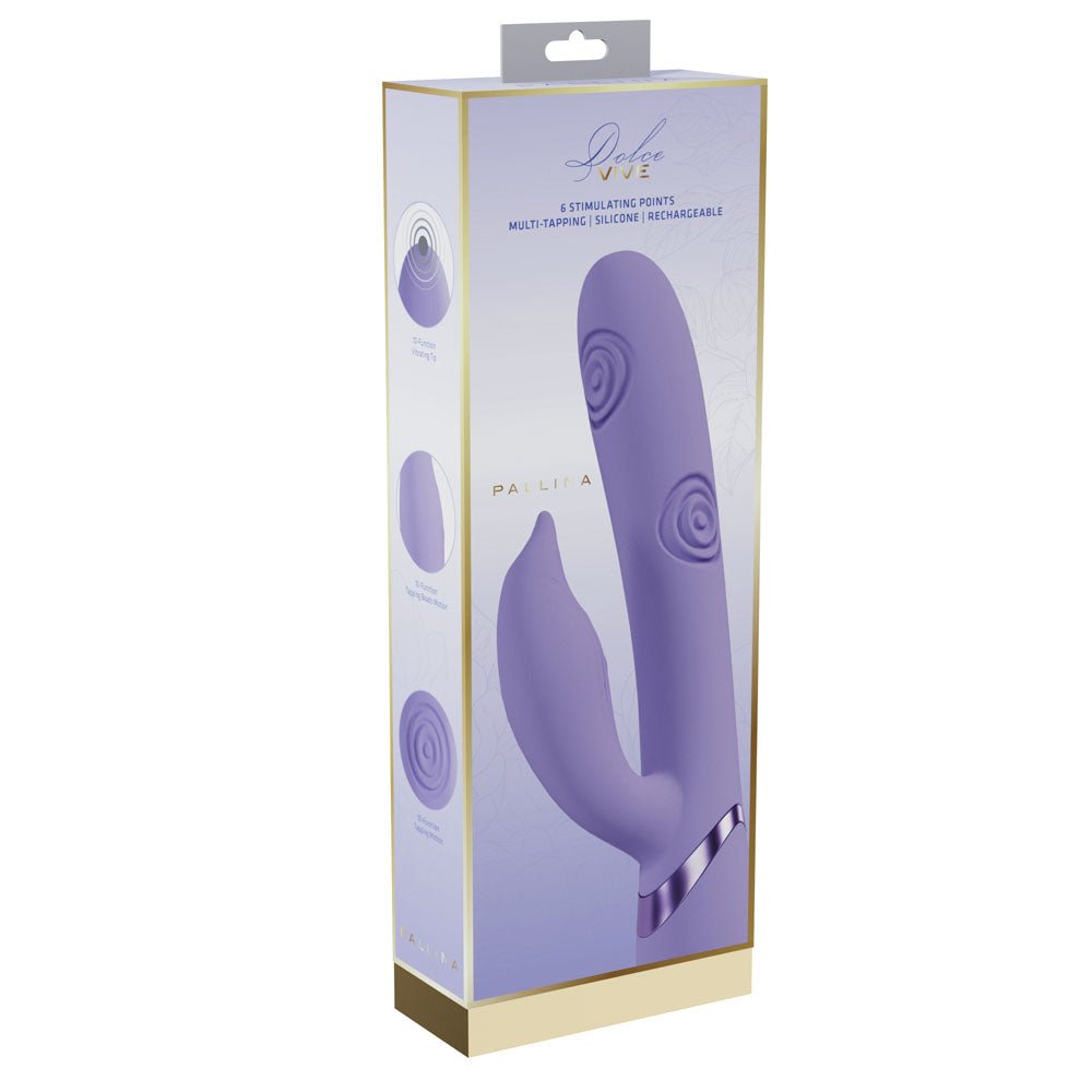 VIVE Pallina - Purple - Purple 25 cm USB Rechargeable Tapping Rabbit Vibrator - silkandsin