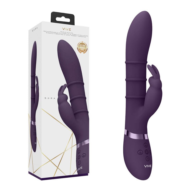 VIVE Sora - Purple - Purple 24.2 cm USB Rechargeable Rabbit Vibrator - silkandsin