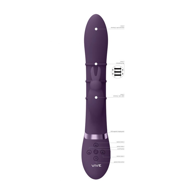 VIVE Sora - Purple - Purple 24.2 cm USB Rechargeable Rabbit Vibrator - silkandsin