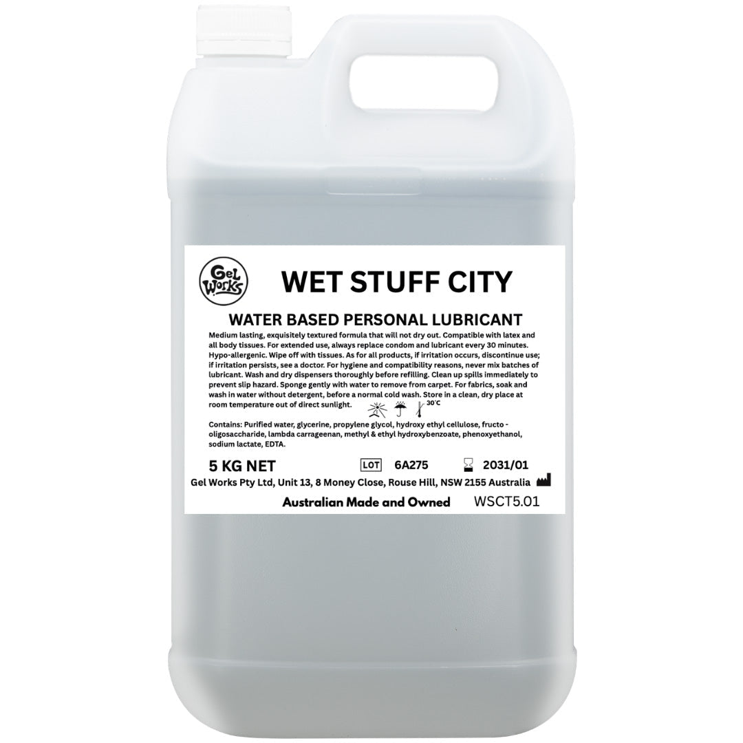 Wet Stuff City - 5kg Bottle - Water Based Lubricant - 5 kg Tube - Silk and Sin