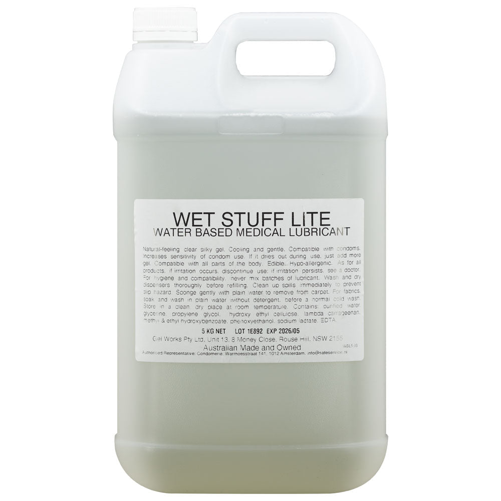 Wet Stuff Lite - 5kg Bottle - Water Based Lubricant - 5 kg Tube - Silk and Sin