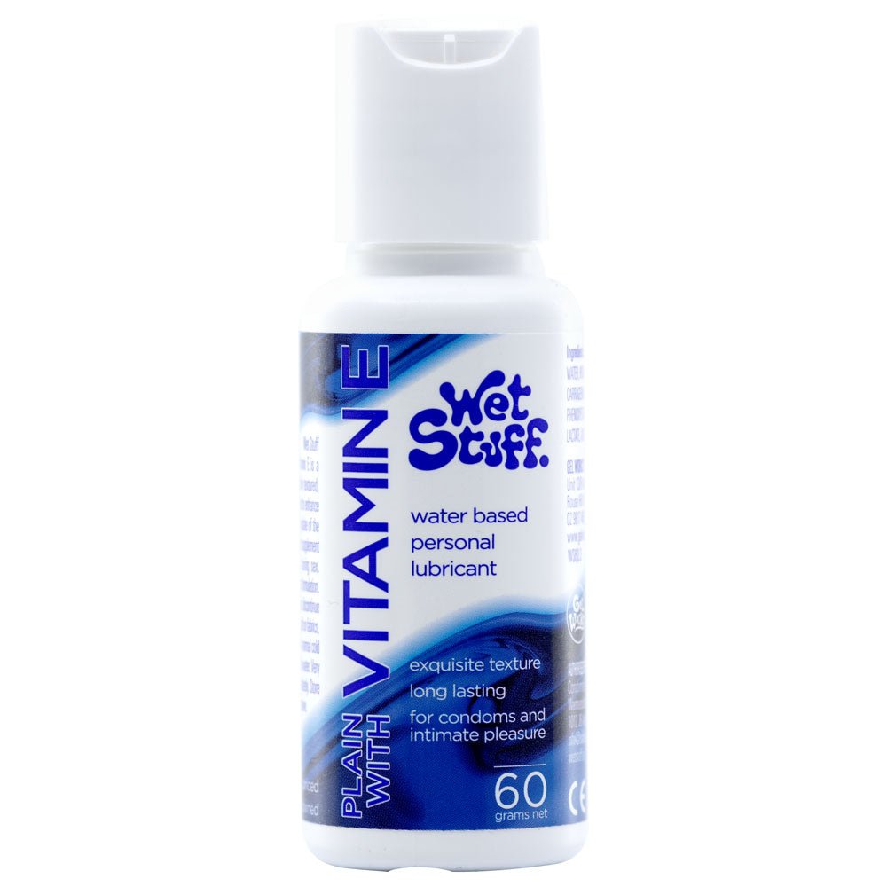 Wet Stuff Plain - 60g Bottle - Water Based Lubricant with Vitamin E - 60 gram Bottle - Silk and Sin