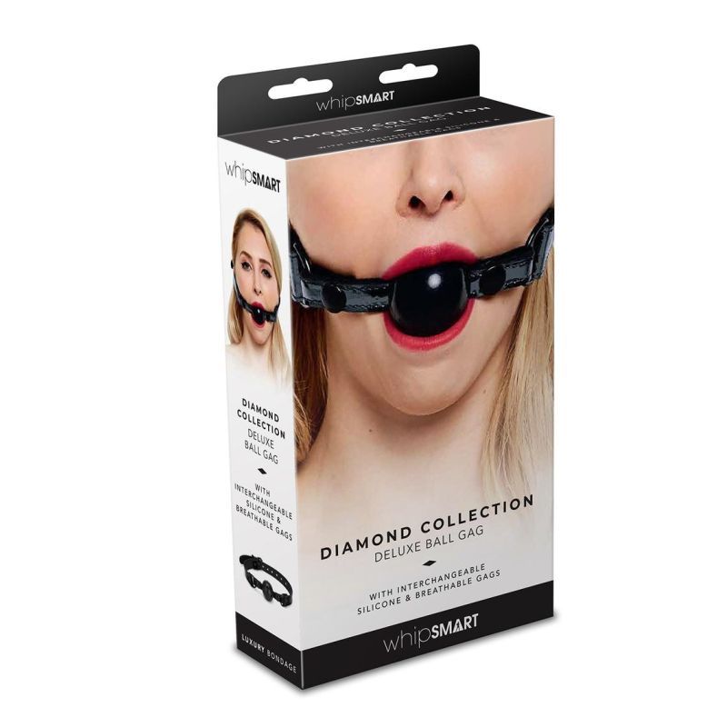 Whip Smart Diamond Deluxe Ball Gag Black - Silk and Sin