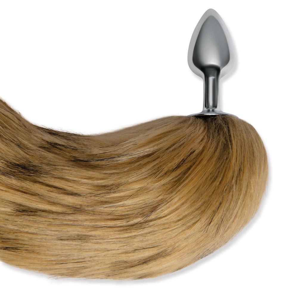 WhipSmart Furry Tales 14 Inch Brown Fox Tail - Metal 6.3 cm Butt Plug with Brown Fox Tail - silkandsin