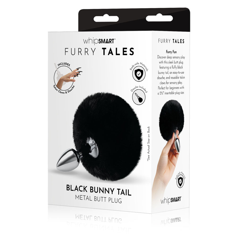 WhipSmart Furry Tales Black Bunny Tail - Metal 6.3 cm Butt Plug with Black Bunny Tail - silkandsin