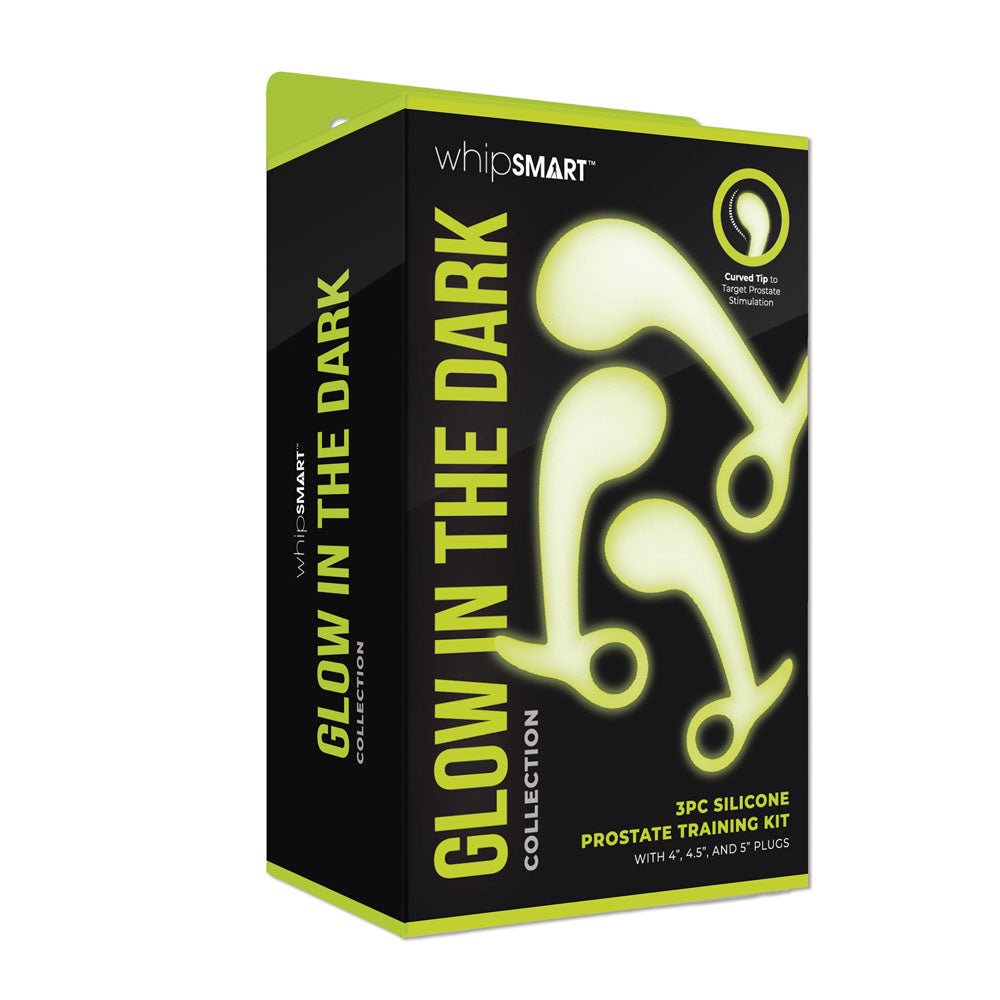 WhipSmart Glow In The Dark 3pc Prostate Training Kit - Glow In Dark Prostate Massagers - Set of 3 Sizes - silkandsin