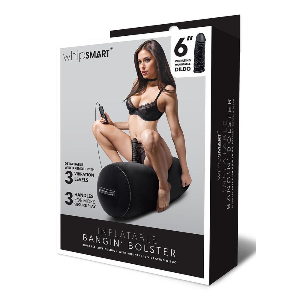 Whipsmart Inflatable Bangin Bolster - Black Inflatable Cushion with 6'' Vibrating Dong - silkandsin