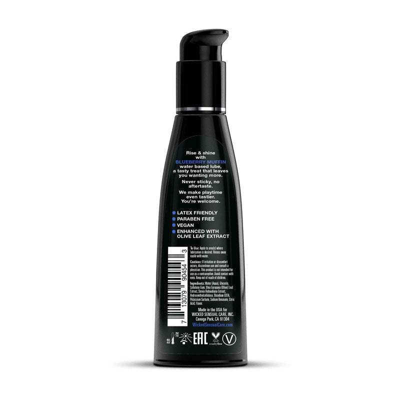 Wicked Aqua Blueberry Muffin - Blueberry Muffin Flavoured Water Based Lubricant - 120 ml (4 oz) Bottle - Silk and Sin
