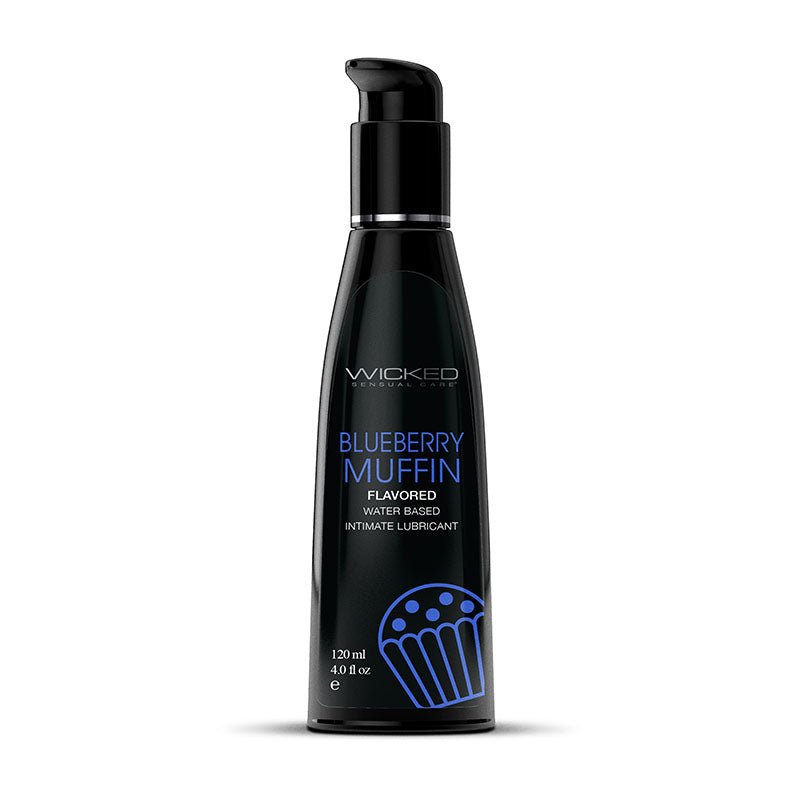 Wicked Aqua Blueberry Muffin - Blueberry Muffin Flavoured Water Based Lubricant - 120 ml (4 oz) Bottle - Silk and Sin