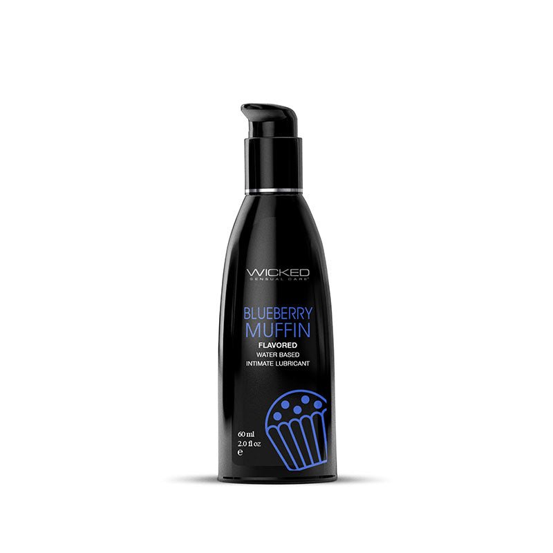 Wicked Aqua Blueberry Muffin - Blueberry Muffin Flavoured Water Based Lubricant - 60 ml (2 oz) Bottle - Silk and Sin