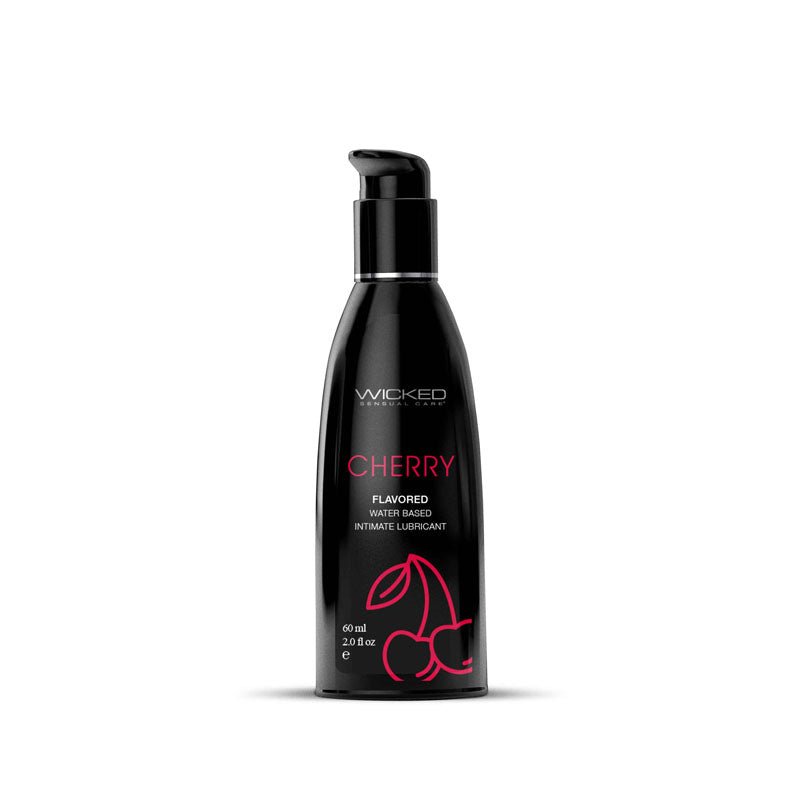 Wicked Aqua Cherry - Cherry Flavoured Water Based Lubricant - 60 ml (2 oz) Bottle - Silk and Sin