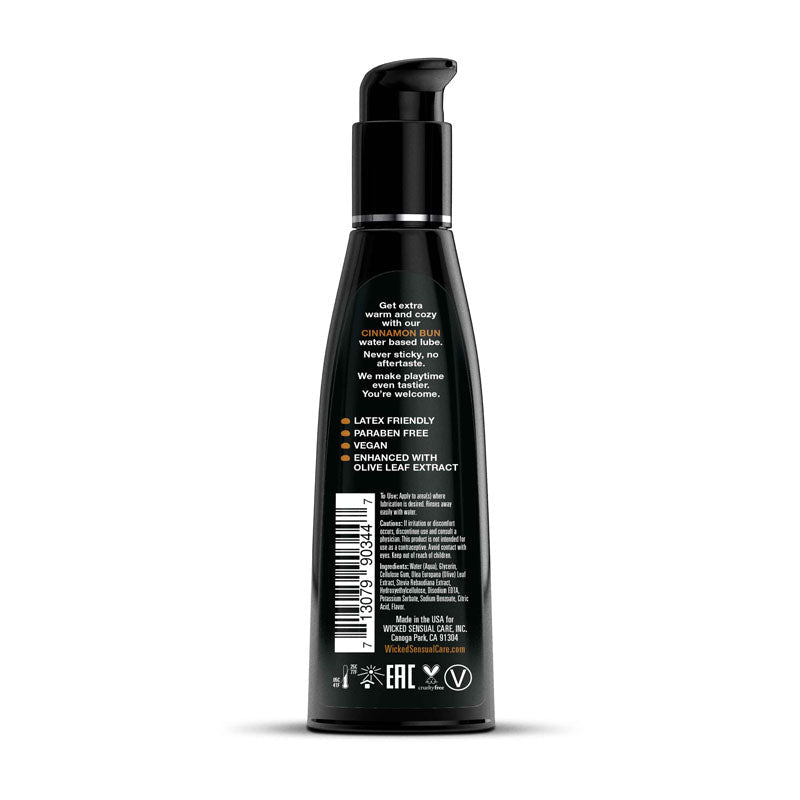 Wicked Aqua Cinnamon Bun - Cinnamon Bun Flavoured Water Based Lubricant - 120 ml (4 oz) Bottle - Silk and Sin