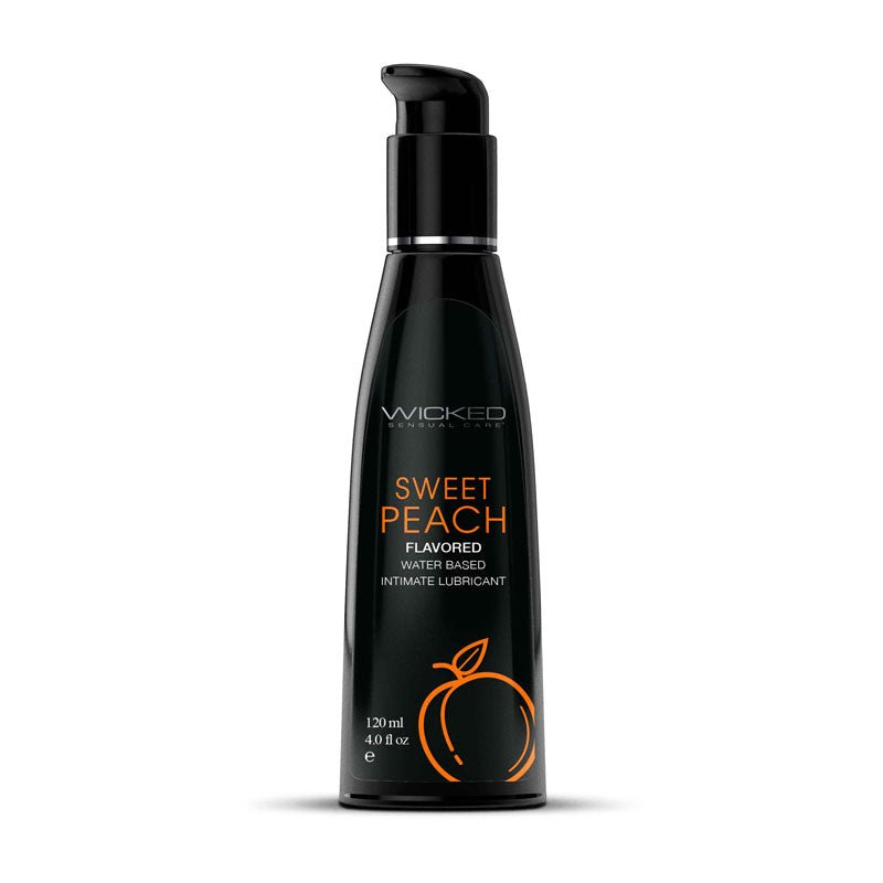 Wicked Aqua Sweet Peach - Sweet Peach Flavoured Water Based Lubricant - 120 ml (4 oz) Bottle - Silk and Sin