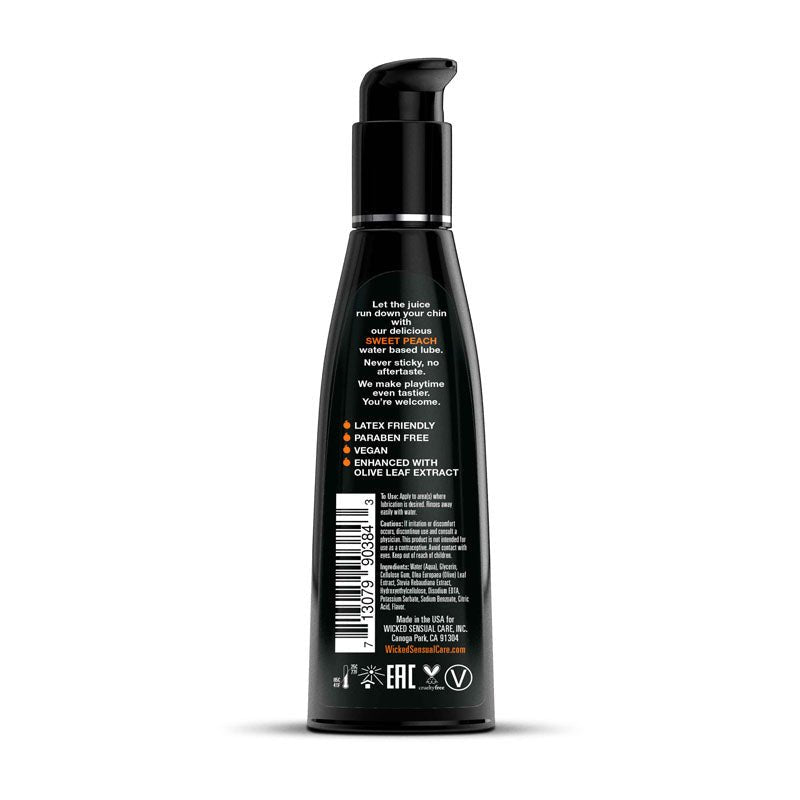 Wicked Aqua Sweet Peach - Sweet Peach Flavoured Water Based Lubricant - 120 ml (4 oz) Bottle - Silk and Sin