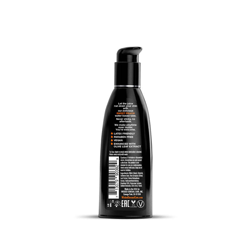 Wicked Aqua Sweet Peach - Sweet Peach Flavoured Water Based Lubricant - 60 ml (2 oz) Bottle - Silk and Sin