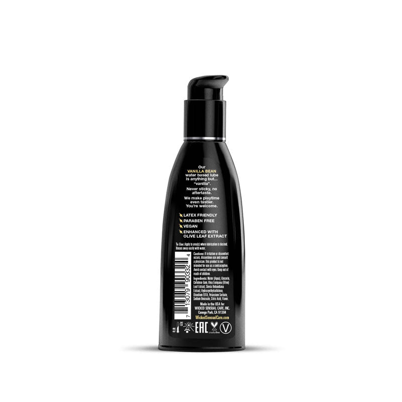 Wicked Aqua Vanilla Bean - Vanilla Bean Flavoured Water Based Lubricant - 60 ml (2 oz) Bottle - Silk and Sin