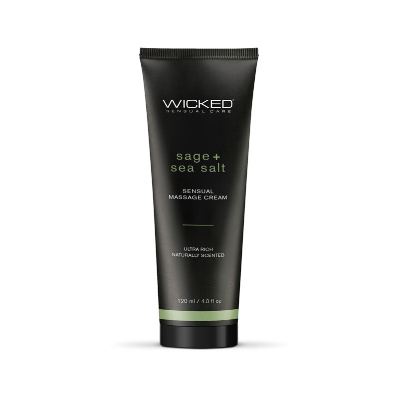 Wicked SAGE + SEA SALT Sensual Massage Cream - Scented Massage Cream - 120 ml Tube - Silk and Sin