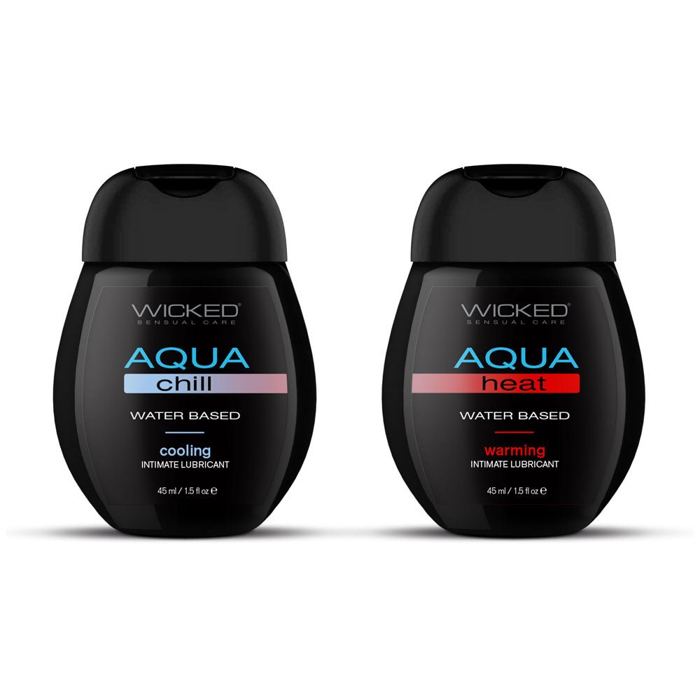 Wicked Sensation Kit - Warming & Cooling Water Based Lubricants - 2 Pack of 45 ml Bottles - Silk and Sin