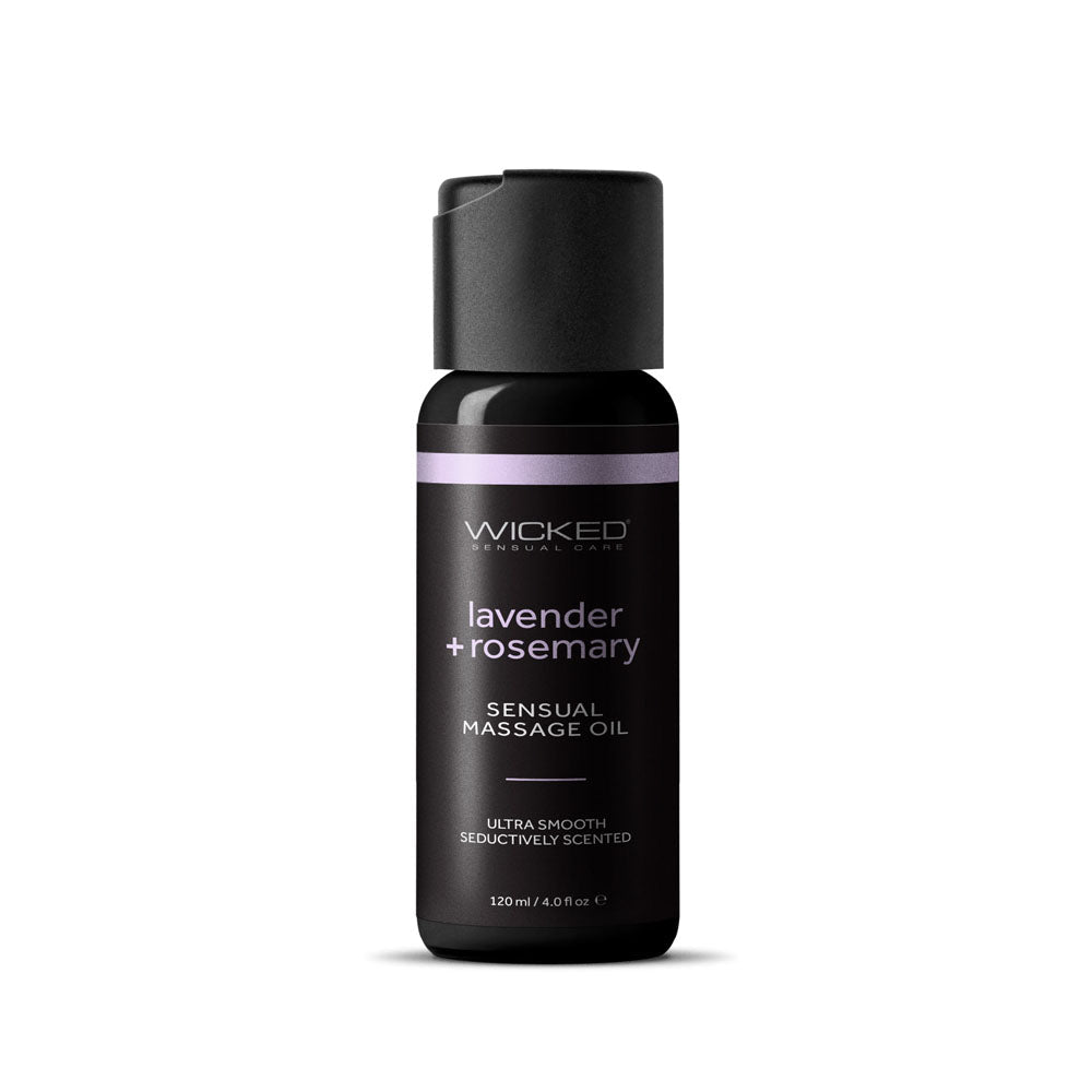 Wicked Sensual Massage Oil - Lavender + Rosemary - Lavender and Rosemary Scented Massage Oil - 120 ml Tube - Silk and Sin