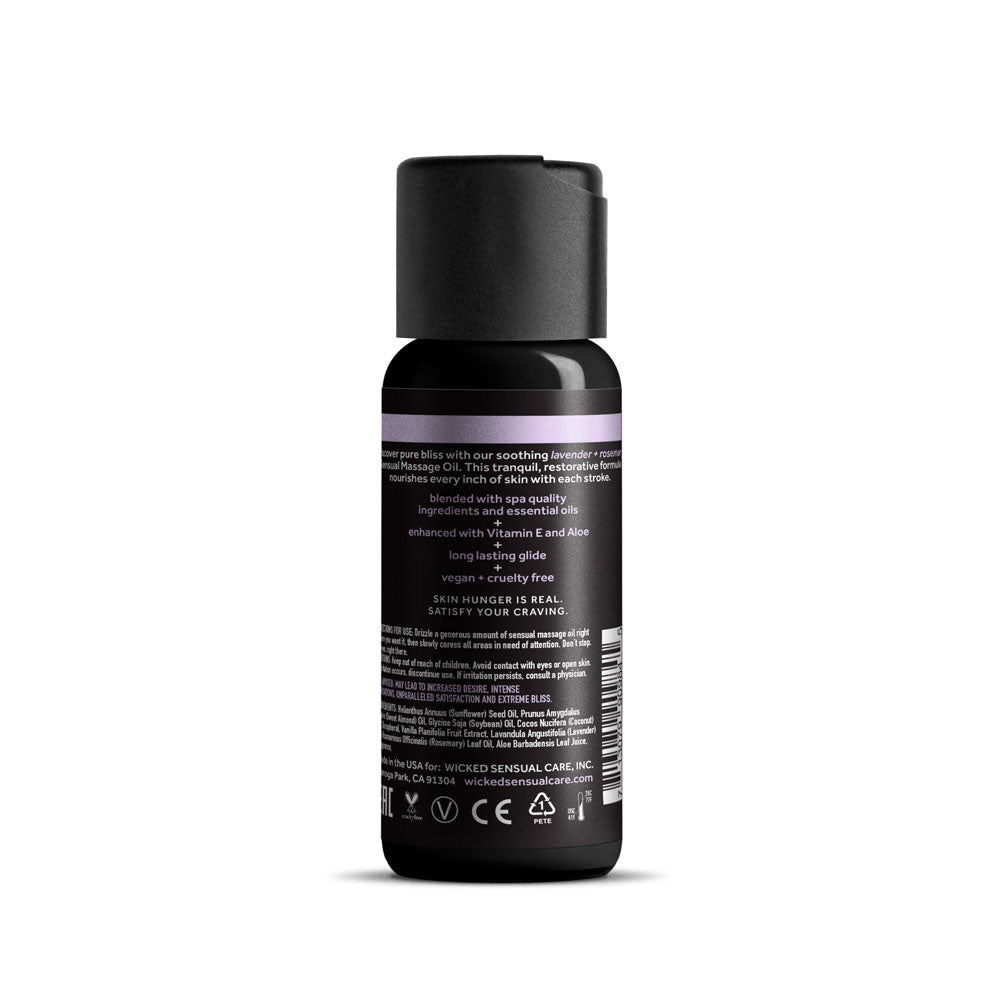 Wicked Sensual Massage Oil - Lavender + Rosemary - Lavender and Rosemary Scented Massage Oil - 120 ml Tube - Silk and Sin