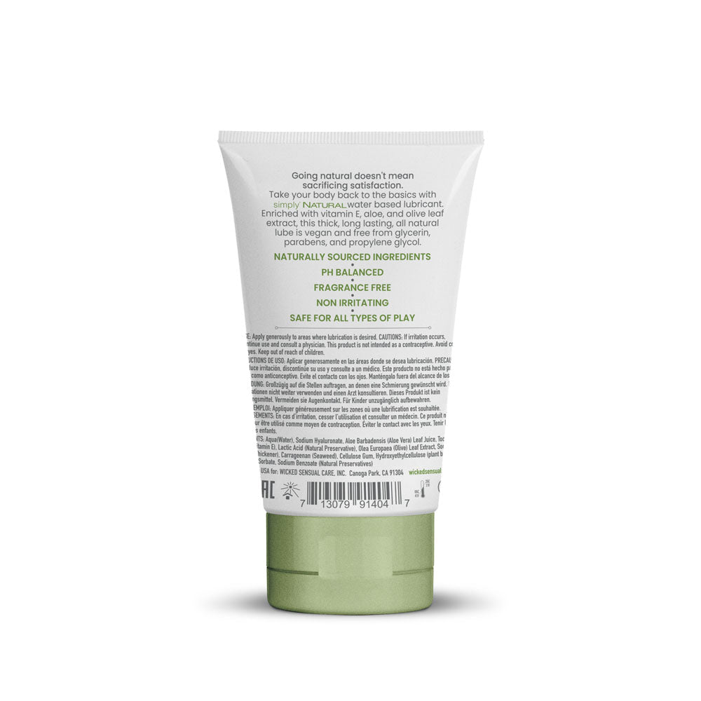 Wicked Simply Natural - Water Based Lubricant - 120 ml (4 oz) Bottle - Silk and Sin