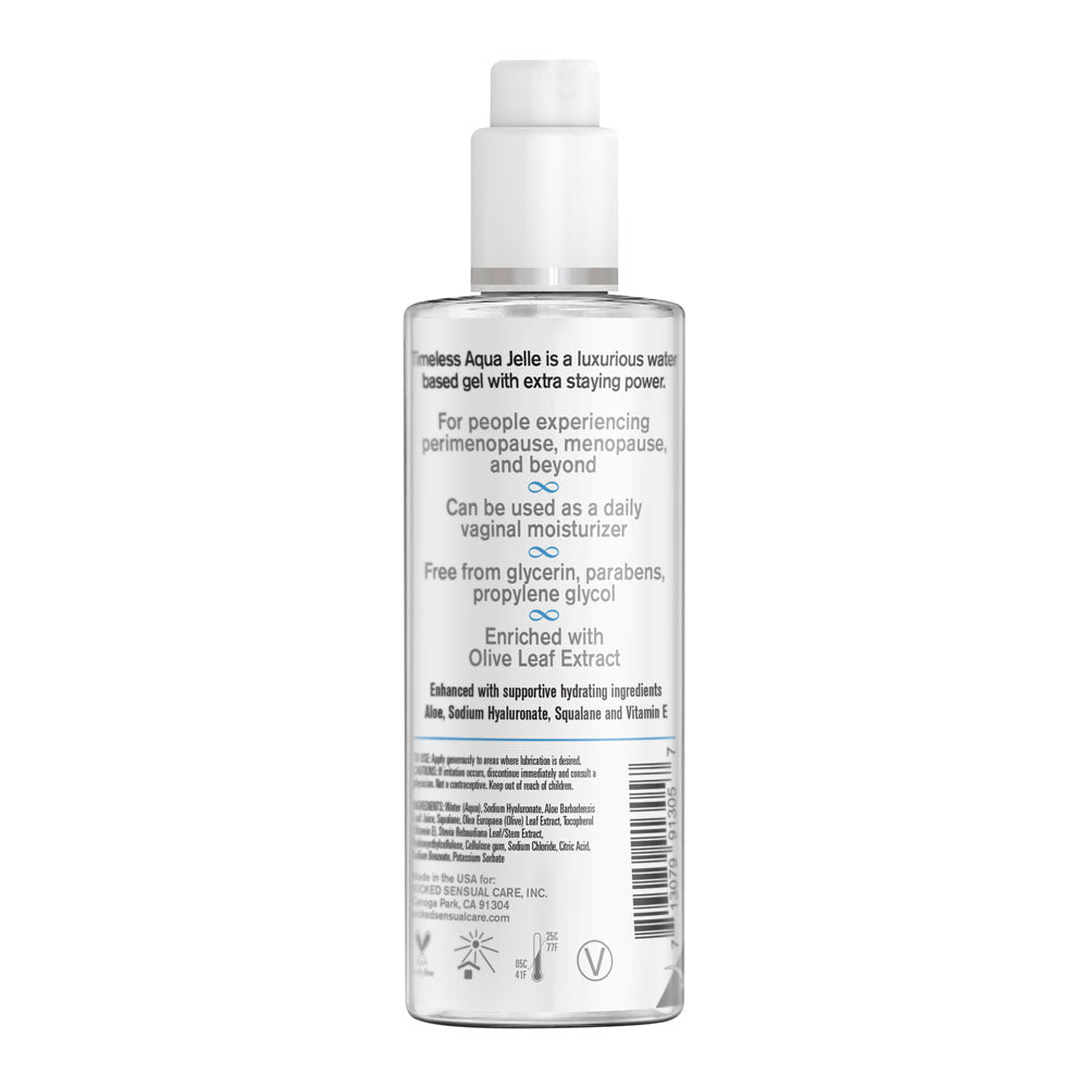 Wicked Simply Timeless Aqua Jelle - Water Based Anal Lubricant - 120 ml (4 oz) Bottle - Silk and Sin