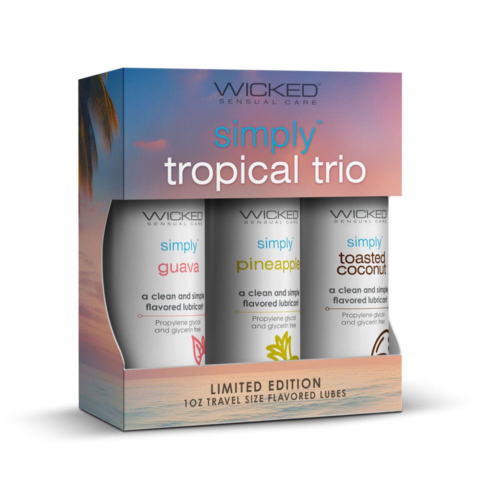 Wicked Simply Tropical Trio - Flavoured Water Based Lubricants - Set of 3 x 30 ml Bottles - Silk and Sin