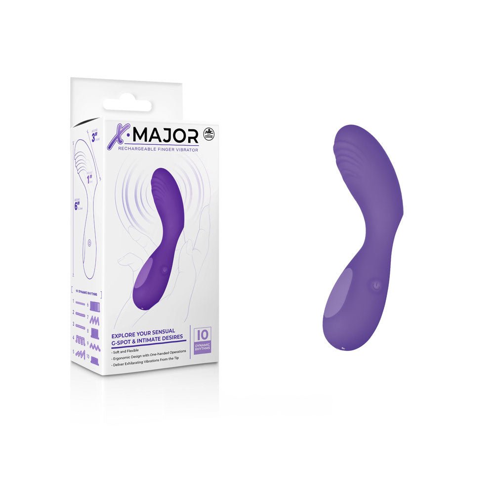 X Major Finger Vibe - Purple - Purple USB Rechargeable Finger Stimulator - Silk and Sin