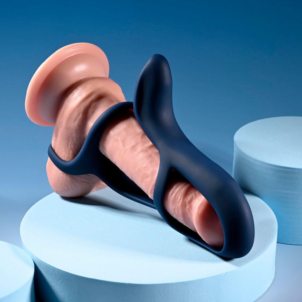 Zero Tolerance BIG TIME - Navy Blue USB Rechargeable Vibrating Penis Sleeve with Wireless Remote - silkandsin