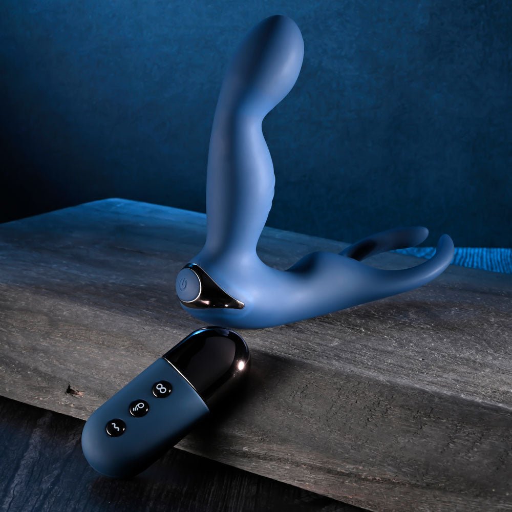 Zero Tolerance BY ALL MEANS - Blue 13.4 cm USB Rechargeable Prostate Massager with Cock Ring - silkandsin