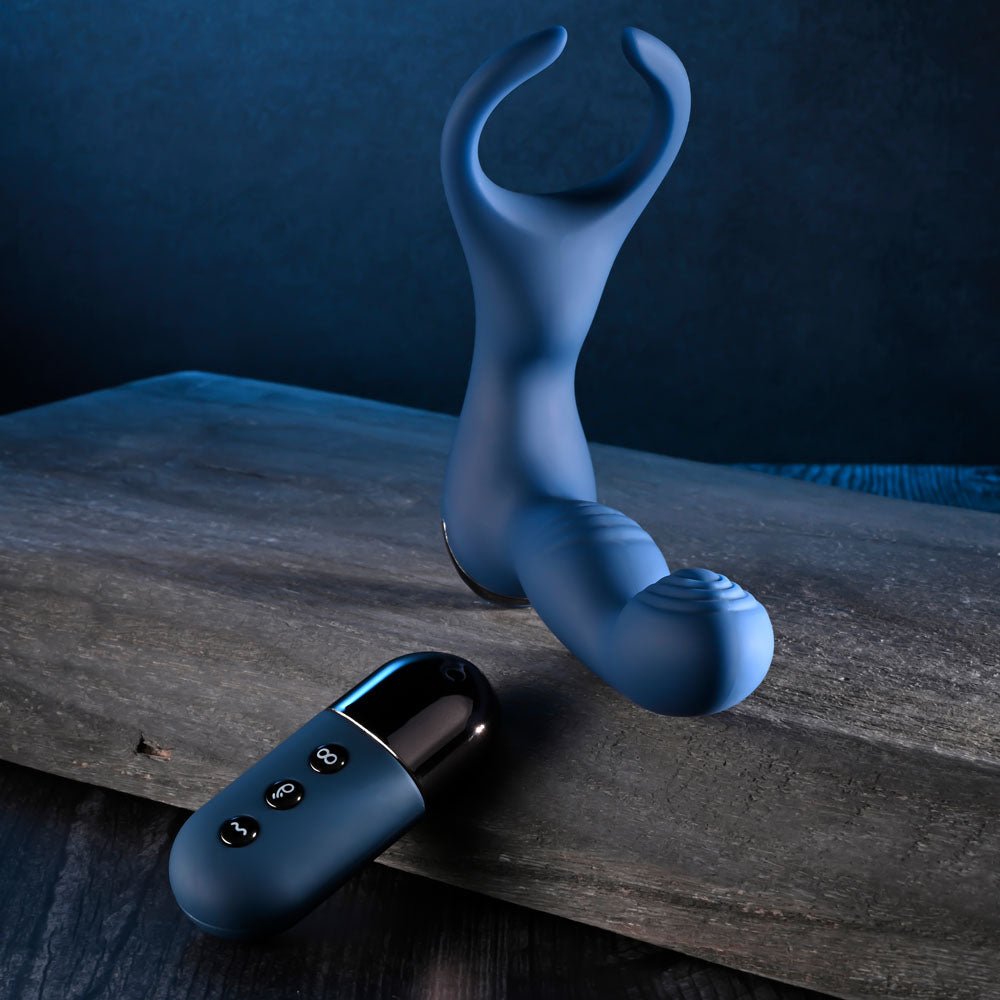 Zero Tolerance BY ALL MEANS - Blue 13.4 cm USB Rechargeable Prostate Massager with Cock Ring - silkandsin
