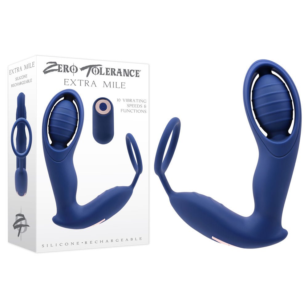 Zero Tolerance EXTRA MILE - Blue USB Rechargeable Vibrating Prostate Massager - silkandsin