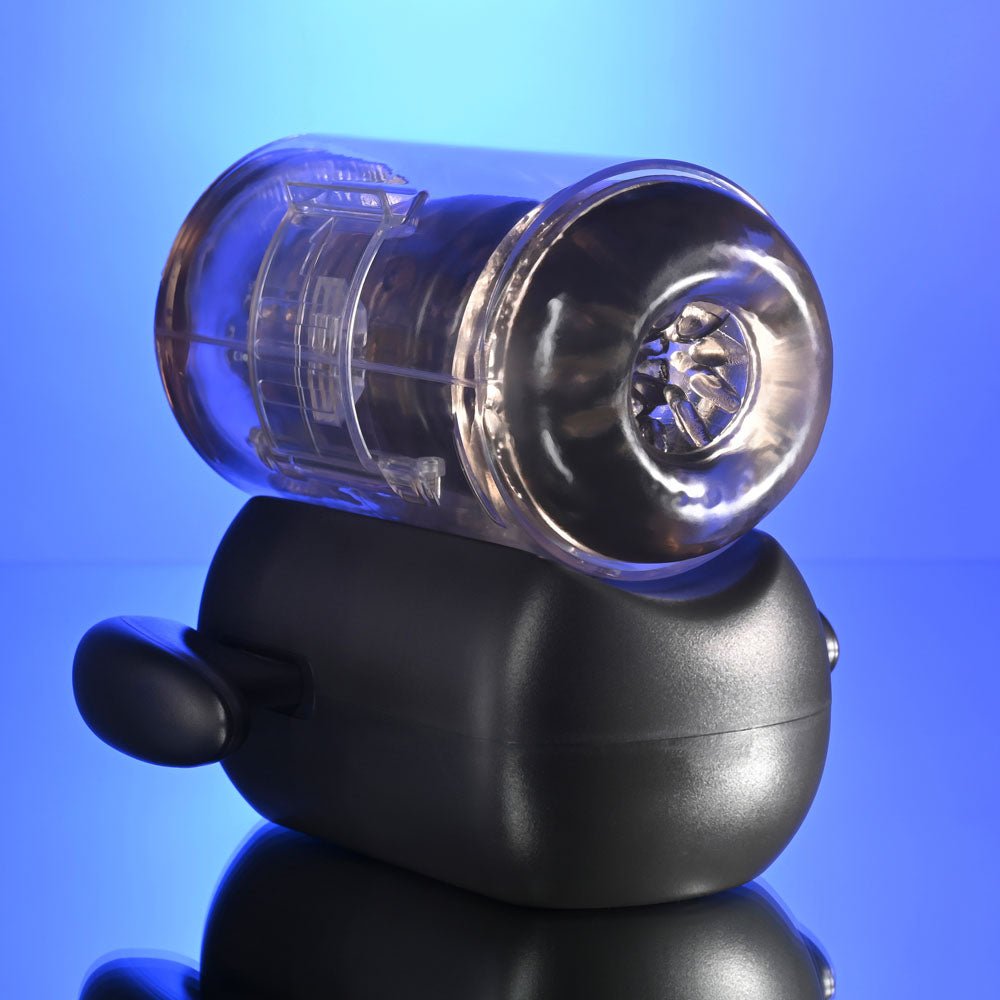 Zero Tolerance HOLD ME TIGHT - Black USB Rechargeable Vibrating Auto Stroker with Phone Holder - silkandsin