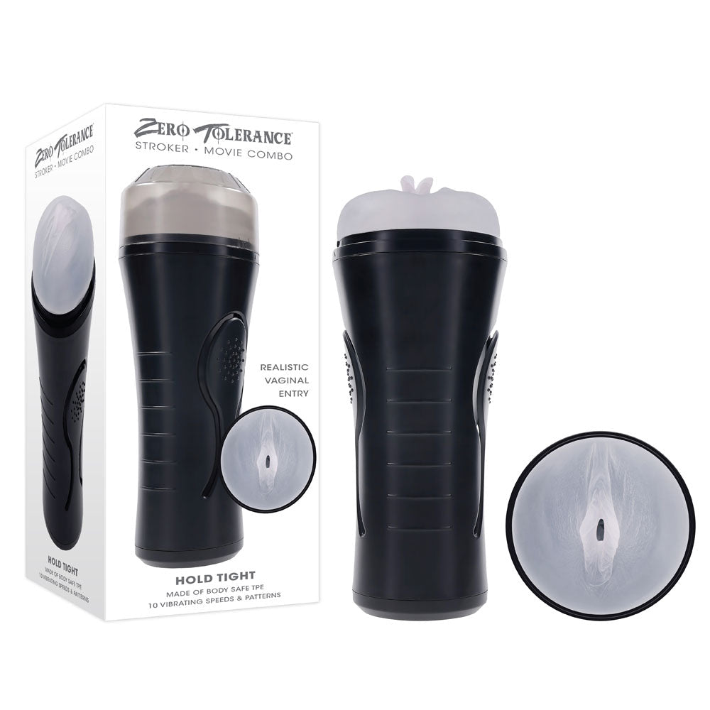 Zero Tolerance HOLD TIGHT - Clear USB Rechargeable Vibrating Vagina Stroker - silkandsin
