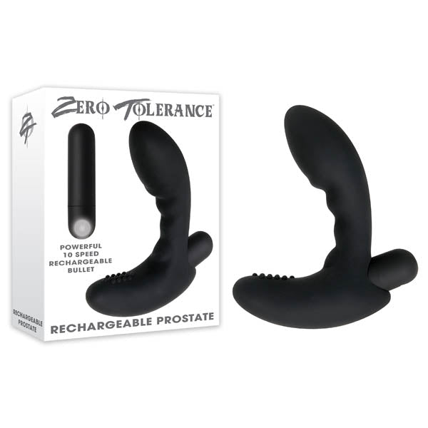 Zero Tolerance Rechargeable Prostate - Black Prostate Massager with USB Rechargeable Bullet - silkandsin