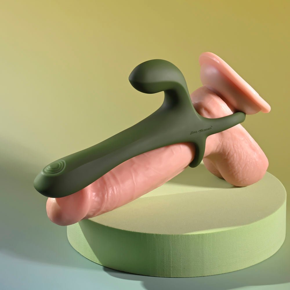 Zero Tolerance STRAP, TAP & GO - Green USB Rechargeable Vibrating & Tapping Penis Sleeve with Wireless Remote - silkandsin