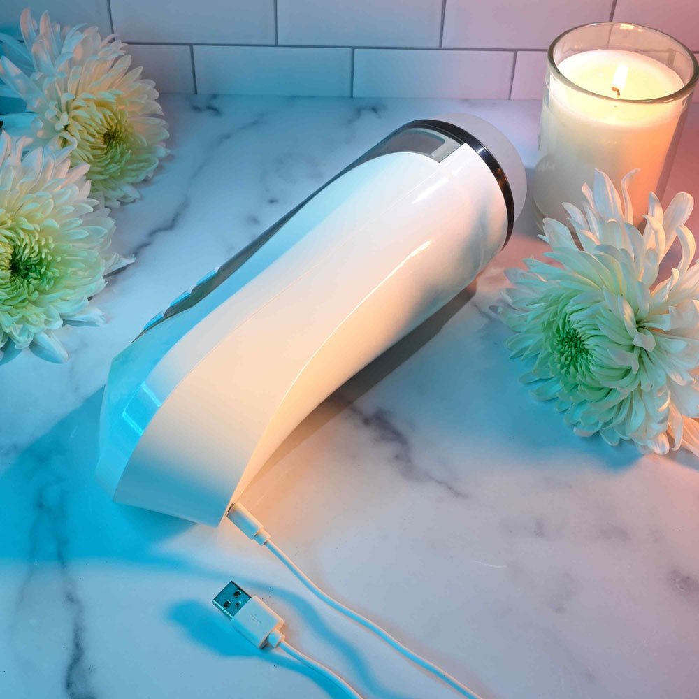 Zero Tolerance STROKING BUDDY - White USB Rechargeable Vibrating & Thrusting Stroker - silkandsin