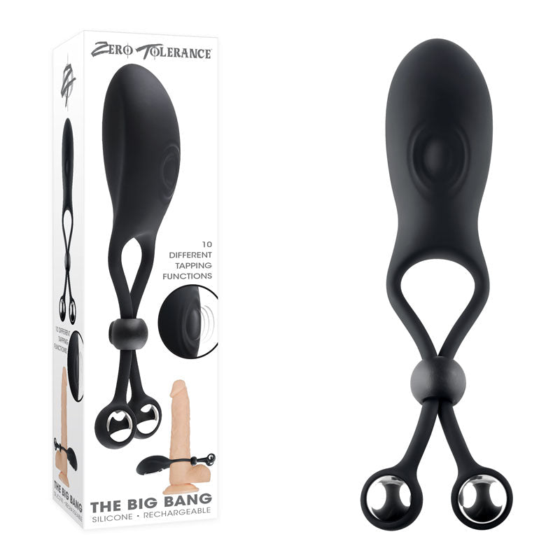 Zero Tolerance THE BIG BANG - Black USB Rechargeable Vibrating Lasso Cock Ring - silkandsin