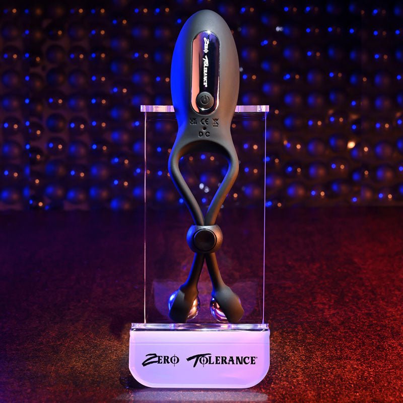 Zero Tolerance THE BIG BANG - Black USB Rechargeable Vibrating Lasso Cock Ring - silkandsin