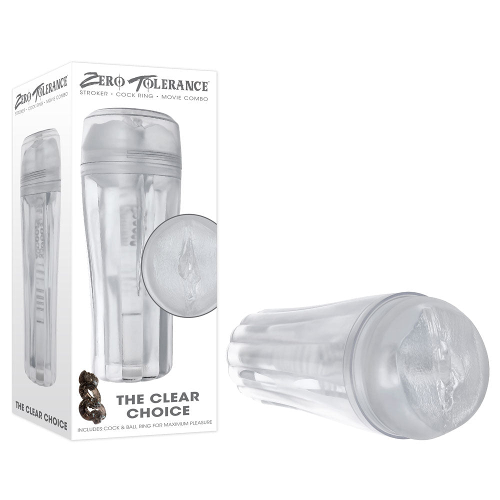 Zero Tolerance THE CLEAR CHOICE - Clear 21 cm Vagina Stroker - silkandsin