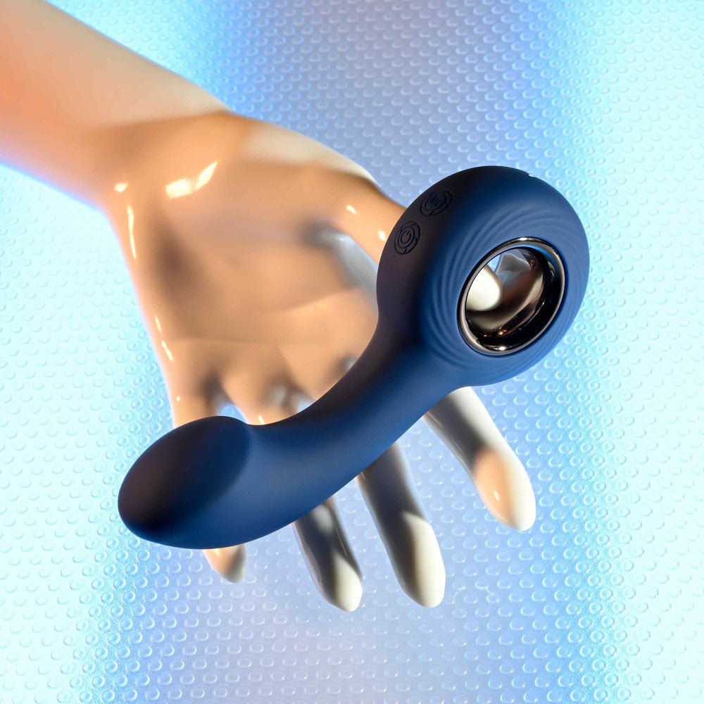 Zero Tolerance THE REACH - Blue 13.8 cm USB Rechargeable Vibrating Anal Plug - silkandsin