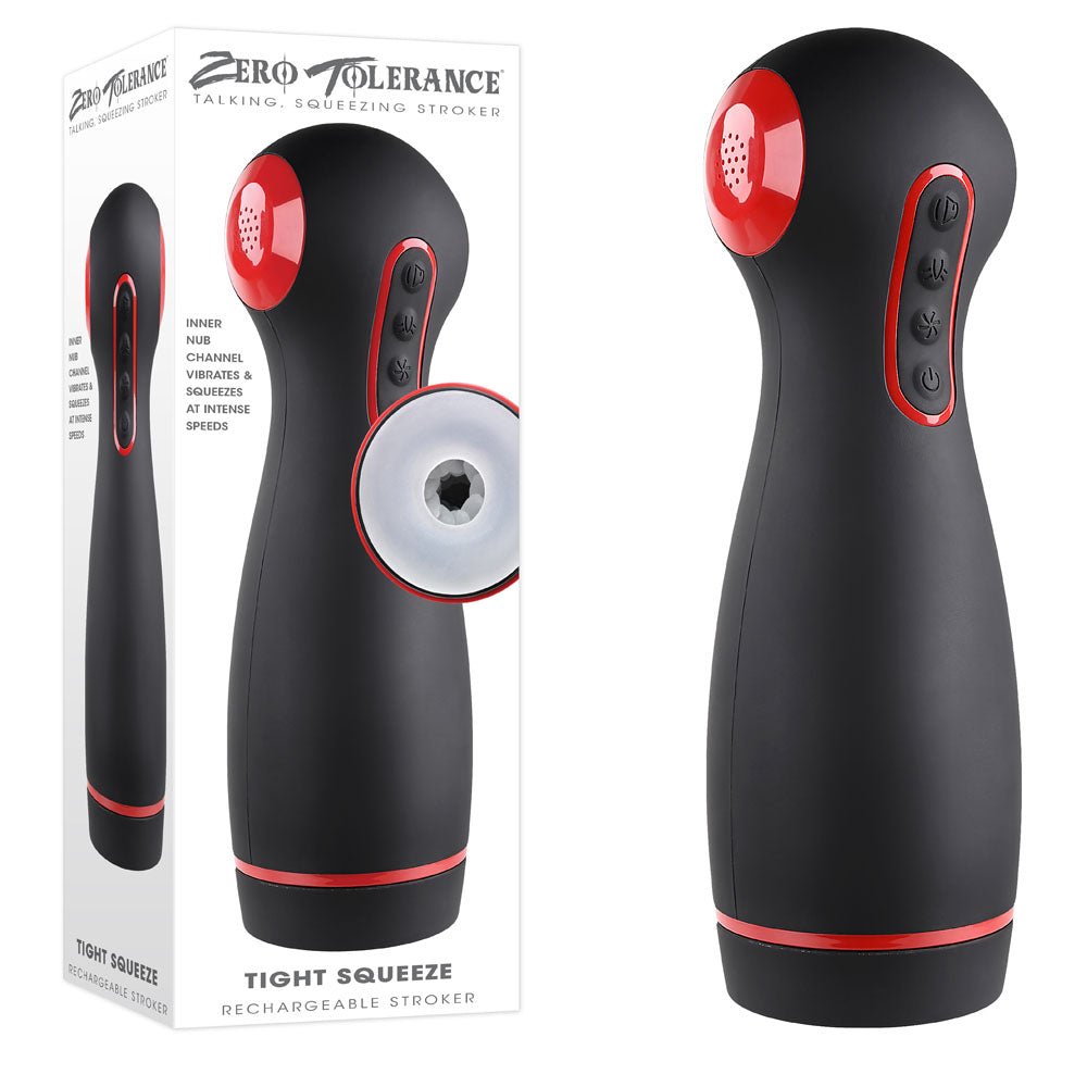 Zero Tolerance TIGHT SQUEEZE - USB Rechargeable Vibrating, Squeezing & Talking Stroker - silkandsin