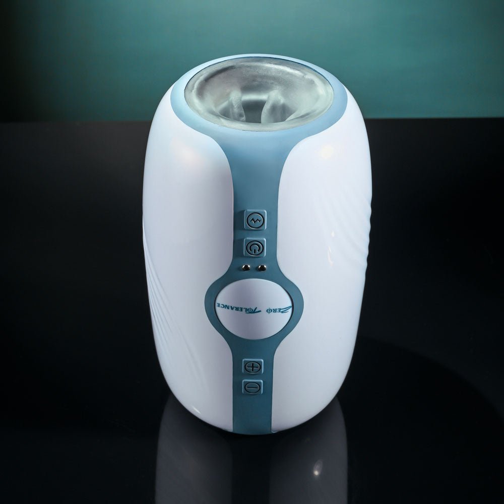 Zero Tolerance TOUCHDOWN - White 15 cm USB Rechargeable Vibrating & Tightening Stroker - silkandsin
