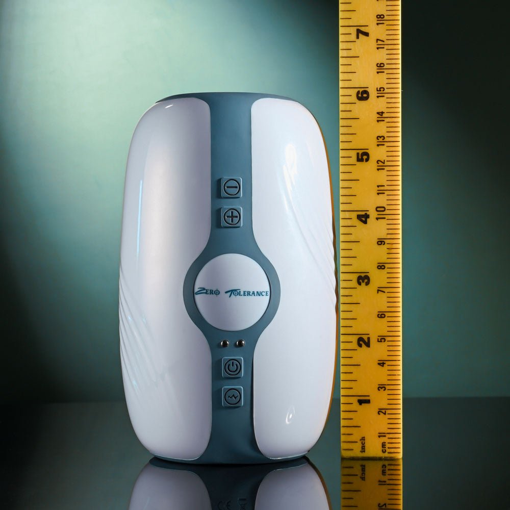 Zero Tolerance TOUCHDOWN - White 15 cm USB Rechargeable Vibrating & Tightening Stroker - silkandsin