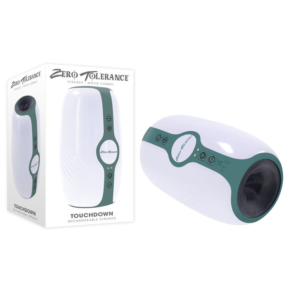 Zero Tolerance TOUCHDOWN - White 15 cm USB Rechargeable Vibrating & Tightening Stroker - silkandsin