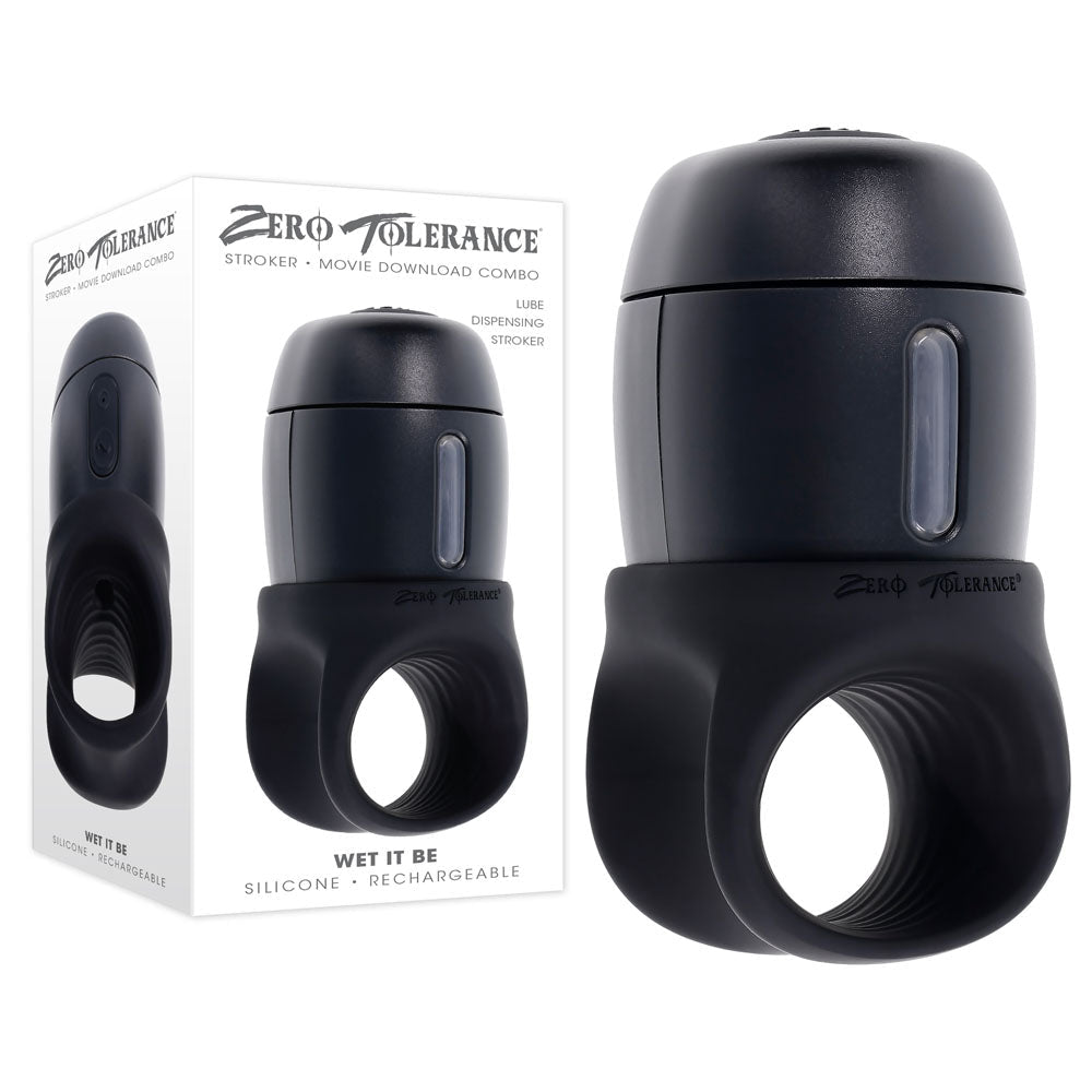 Zero Tolerance WET IT BE - Black USB Rechargeable Vibrating and Self Lubricating Stroker - silkandsin