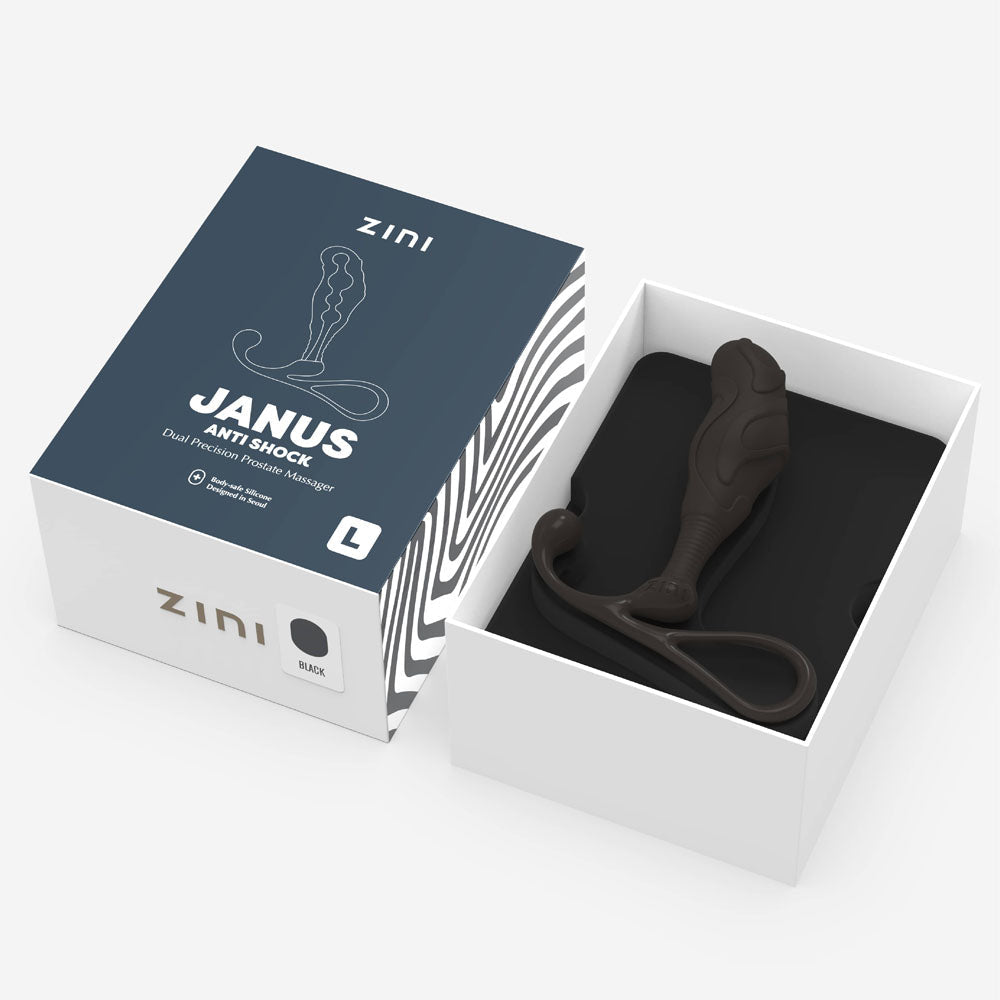 Zini Janus Anti Shock - Large - Black Large Prostate Massager - silkandsin
