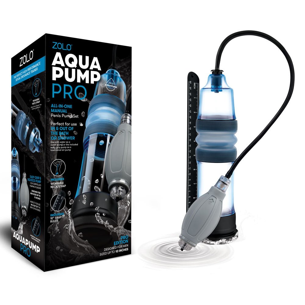Zolo Aquapump Pro - Blue Water Penis Pump - silkandsin