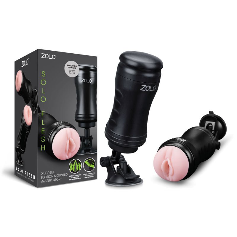 Zolo Solo Flesh - Flesh Vagina Stroker with Suction Base - silkandsin