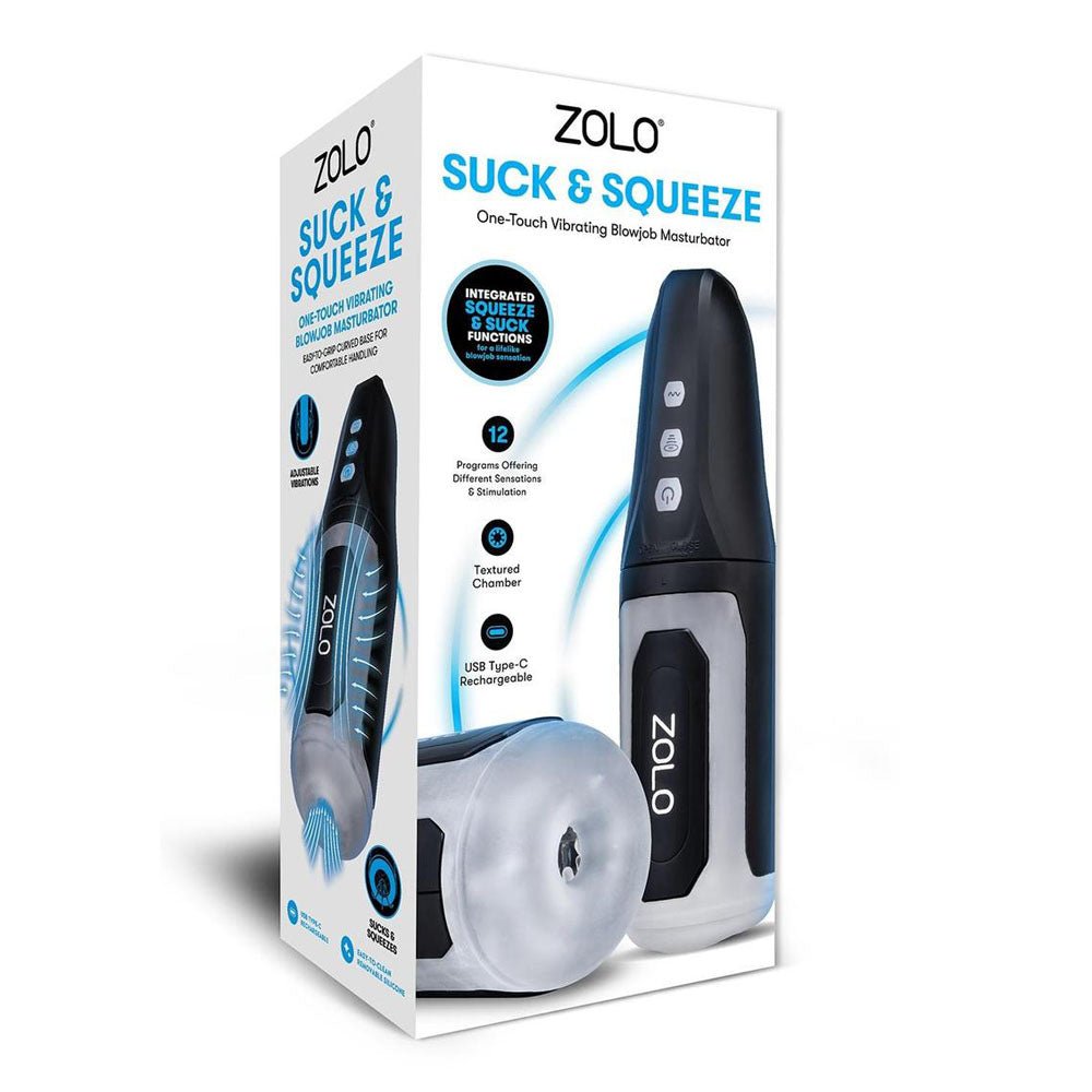 Zolo Suck & Squeeze - USB Rechargeable Sucking Auto Masturbator - silkandsin